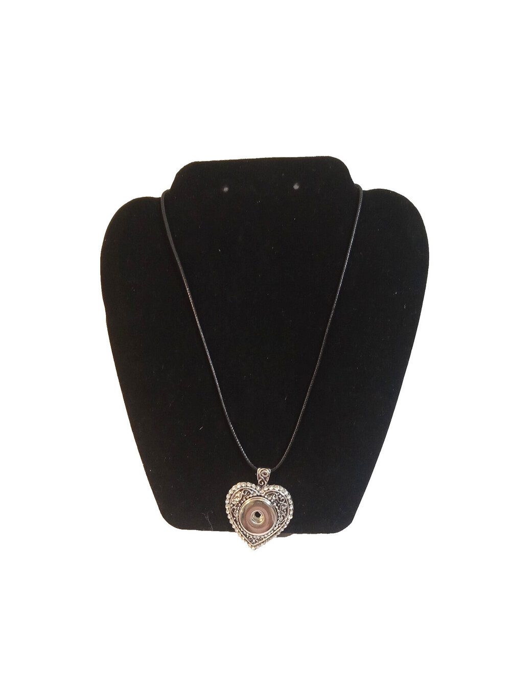 Gingersnap Snap Corded Gothic Necklace Silver Heart Shape Pendant With Free Gift